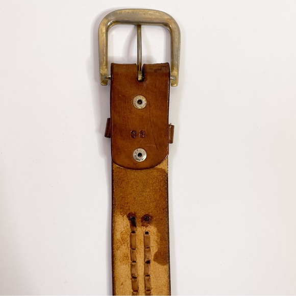 Vintage Tooled Brown Leather Belt Sz 38 Braided Western Boho Distressed Patina - Picture 6 of 12